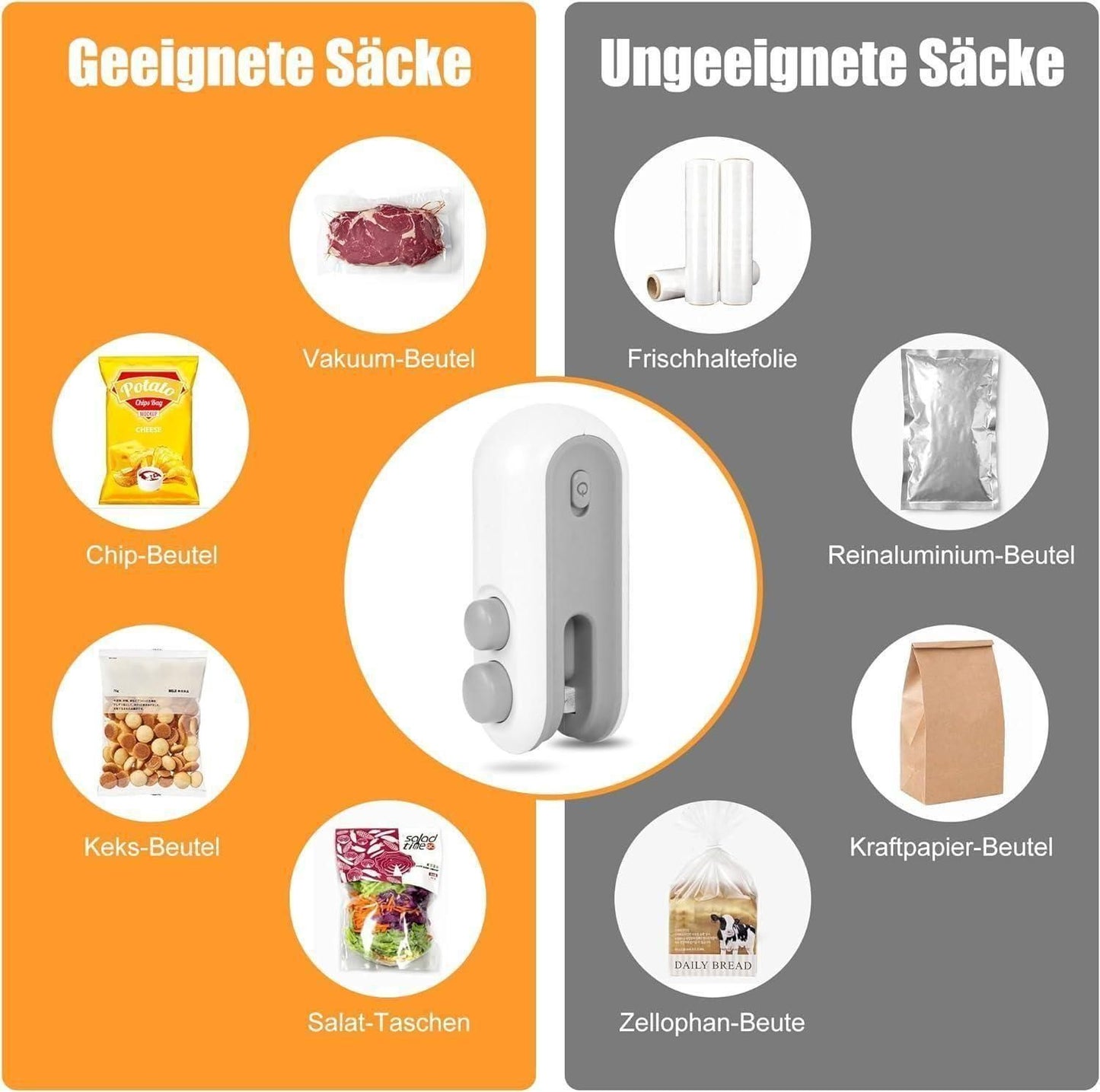 2-in-1 Mini Bag Sealer with Cutter โ USB Rechargeable Heat Sealing Machine with Magnetic Back