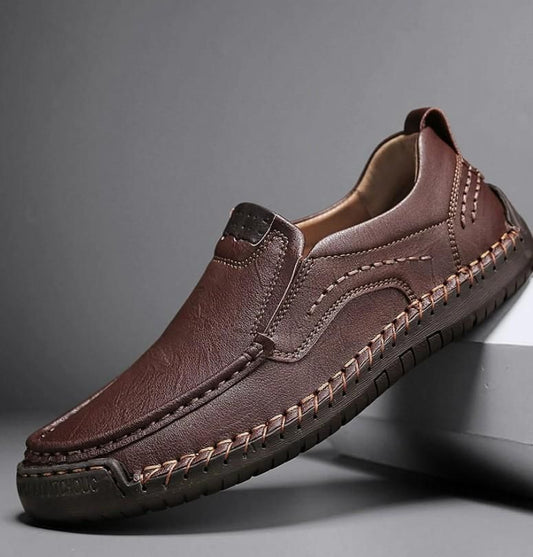 Men's Stitching Breathable Anti-skid Slip On Shoes Brown