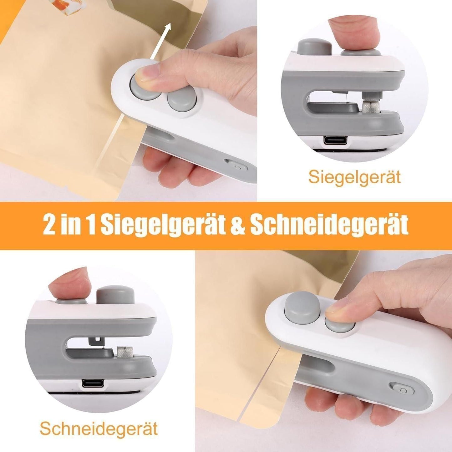 2-in-1 Mini Bag Sealer with Cutter – USB Rechargeable Heat Sealing Machine with Magnetic Back