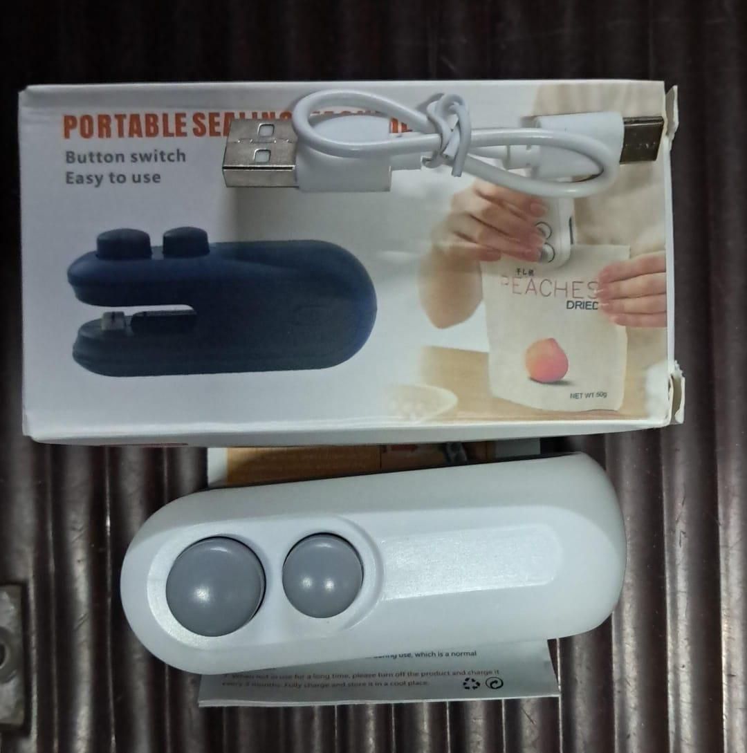 2-in-1 Mini Bag Sealer with Cutter – USB Rechargeable Heat Sealing Machine with Magnetic Back