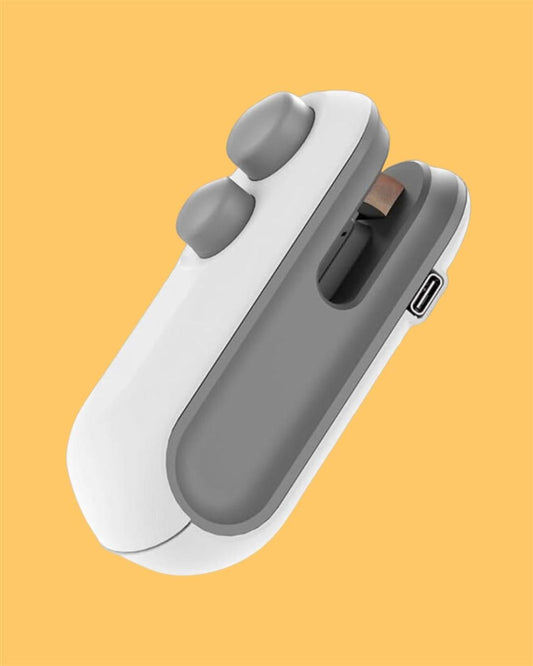 2-in-1 Mini Bag Sealer with Cutter – USB Rechargeable Heat Sealing Machine with Magnetic Back